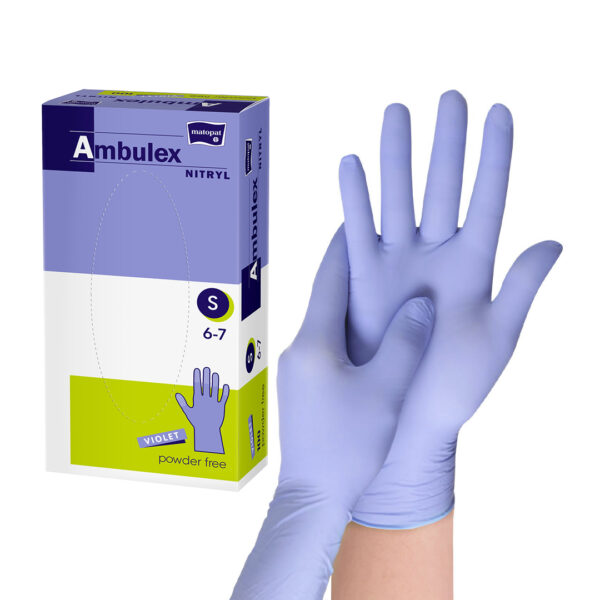 AMBULEX nitril gumikesztyű púdermentes lila S, 100db/doboz