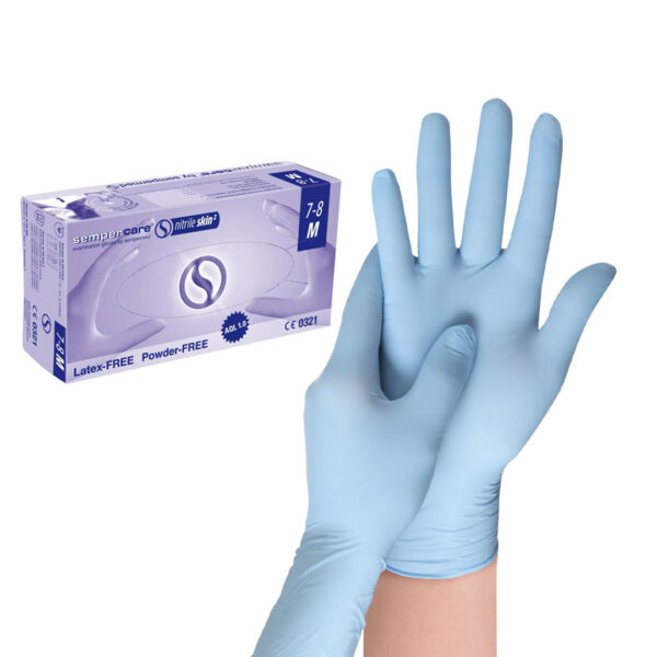 SemperCare nitril gumikesztyű púdermentes kék M, 200db/doboz