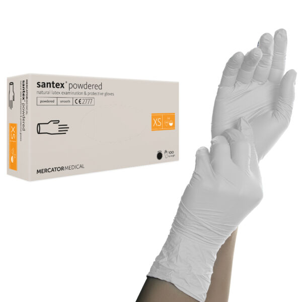 Santex Latex gumikesztyű fehér XS