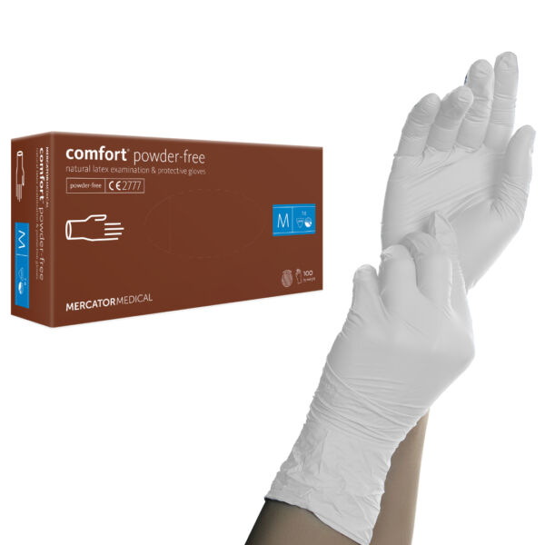 Mercator comfort púdermentes latex gumikesztyű fehér M