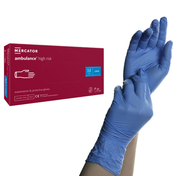 Mercator ambulance high risk latex púdermentes vizsgálókesztyű Kék M
