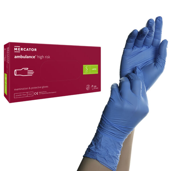 Mercator ambulance high risk latex púdermentes vizsgálókesztyű Kék S