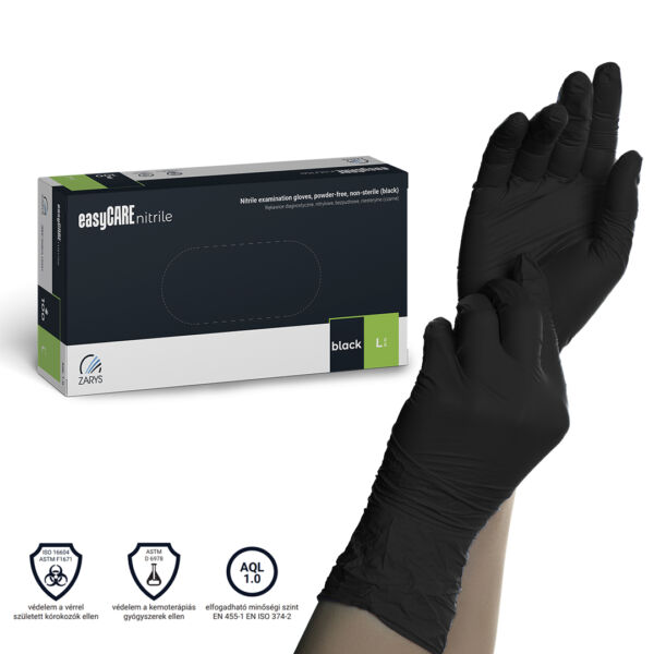 EasyCare Black Nitril Prémium Gumikesztyű L