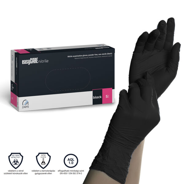 EasyCare Black Nitril Prémium Gumikesztyű S